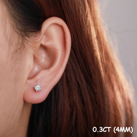 CERTIFIED 0.3 CT D Color Moissanite Stamped 925 sterling silver Stud Earrings - Picture 3 of 12